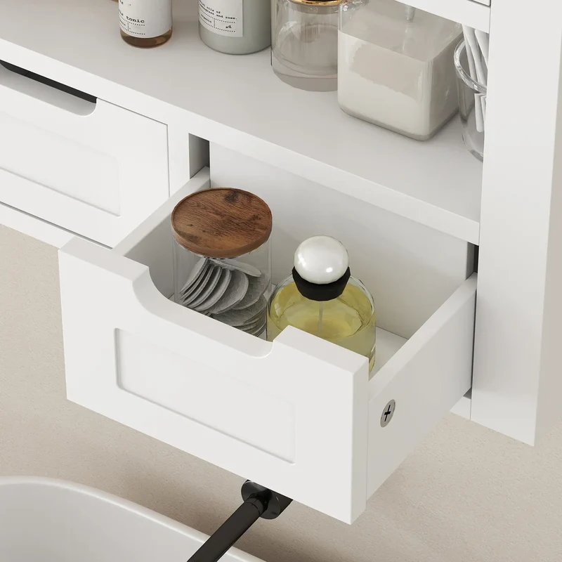 White Wall Cabinet, Medicine Cabinet With Shelf, 24 Inch, White