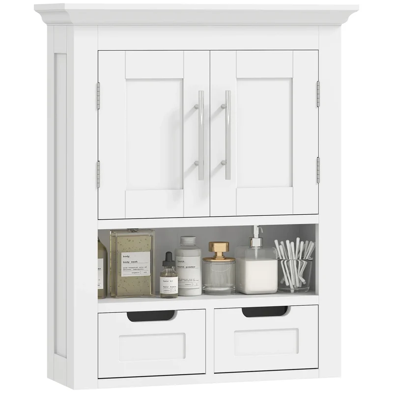 White Wall Cabinet, Medicine Cabinet With Shelf, 24 Inch, White