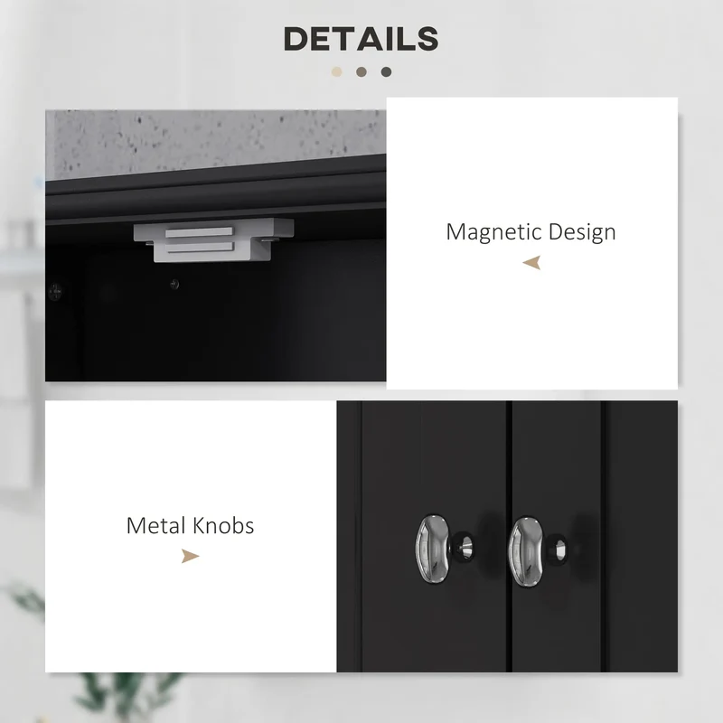 Medicine Cabinet, Bathroom Wall Cabinet with Shelf, Drawers, Black