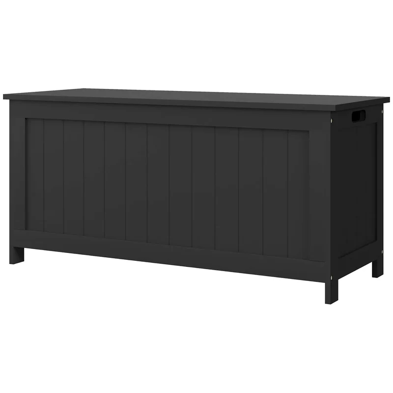 Storage Trunk, Modern Entryway Bench with Side Handles, Black