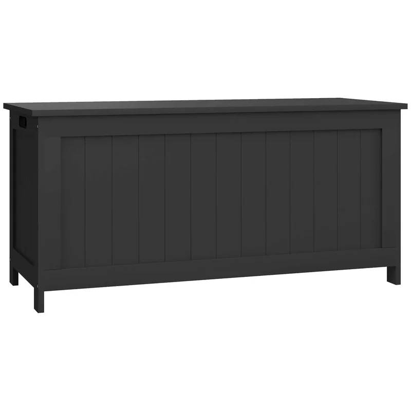Storage Trunk, Modern Entryway Bench with Side Handles, Black