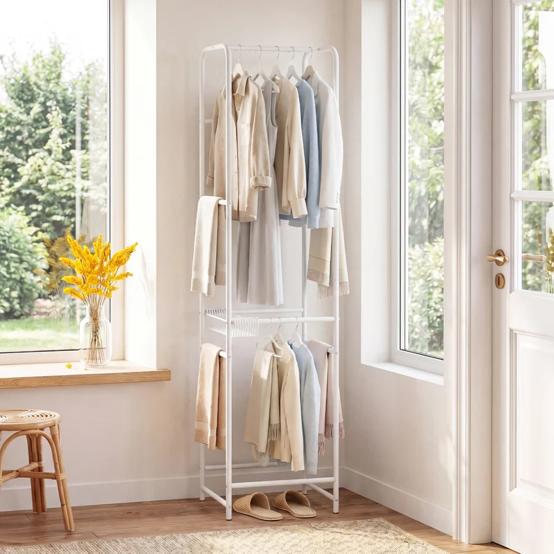 Slim Freestanding Coat Rack, 8 Hanging Rods Garment Organizer