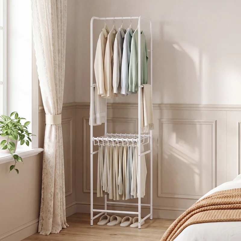 Slim Freestanding Coat Rack, 8 Hanging Rods Garment Organizer