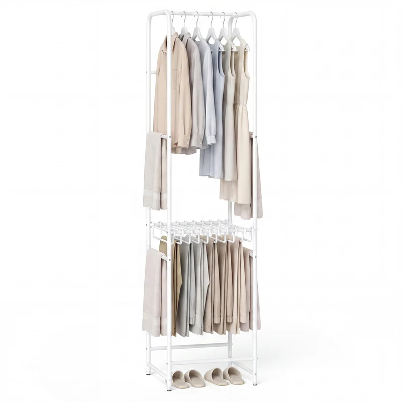 Slim Freestanding Coat Rack, 8 Hanging Rods Garment Organizer
