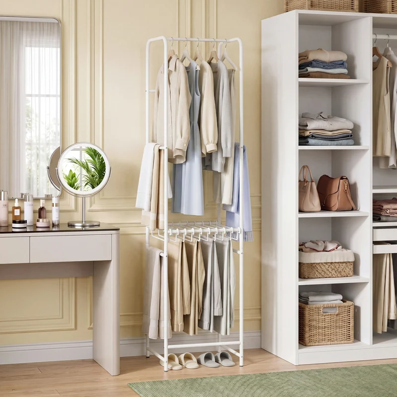 Slim Freestanding Coat Rack, 8 Hanging Rods Garment Organizer