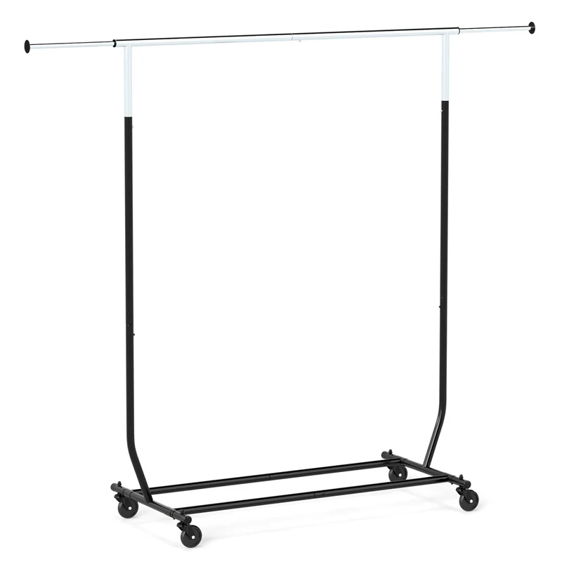 Rolling Clothes Rack, Extendable Garment Stand