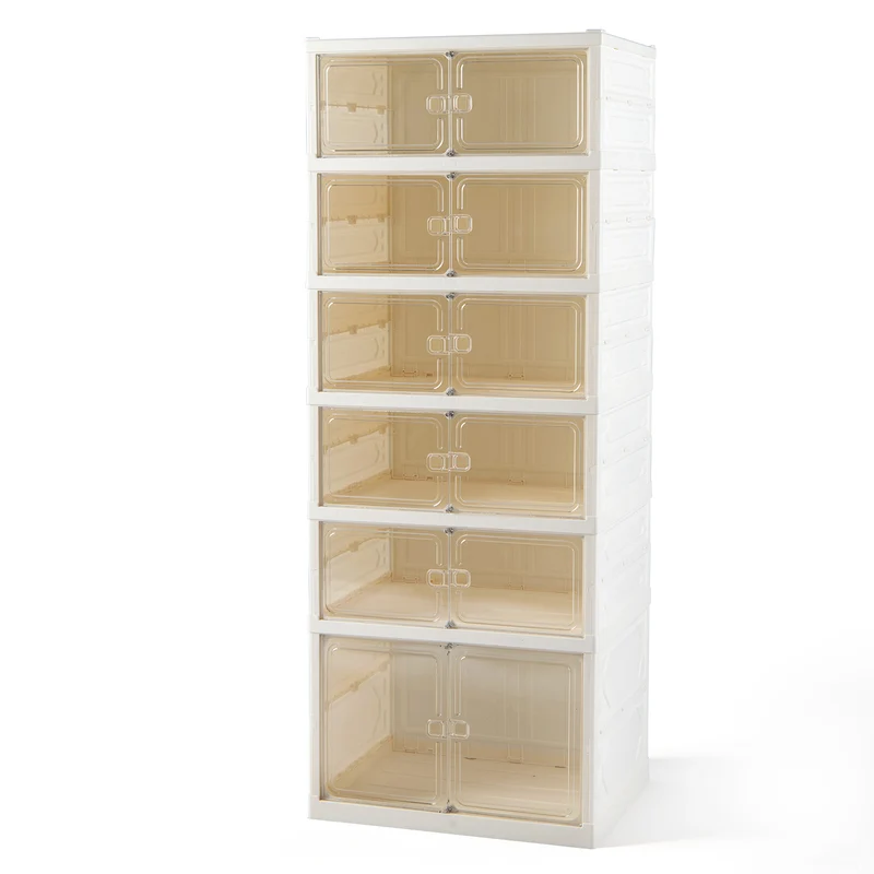 Foldable Shoe Rack Organizer, 12-Pair 6-Tier, White
