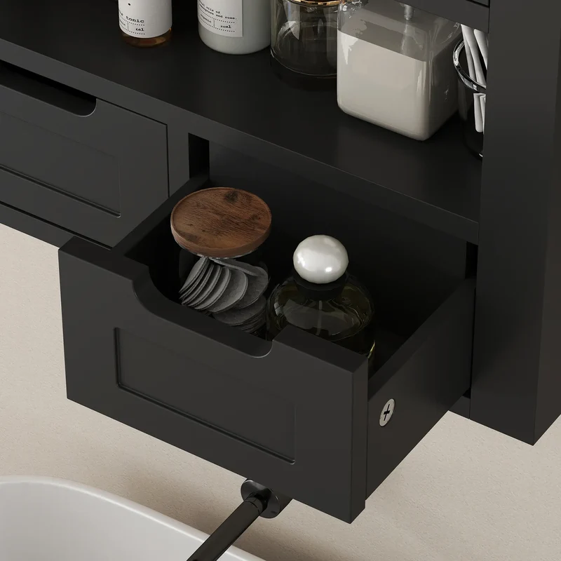 Bathroom Wall Cabinet, Medicine Cabinet, With Shelf, Black