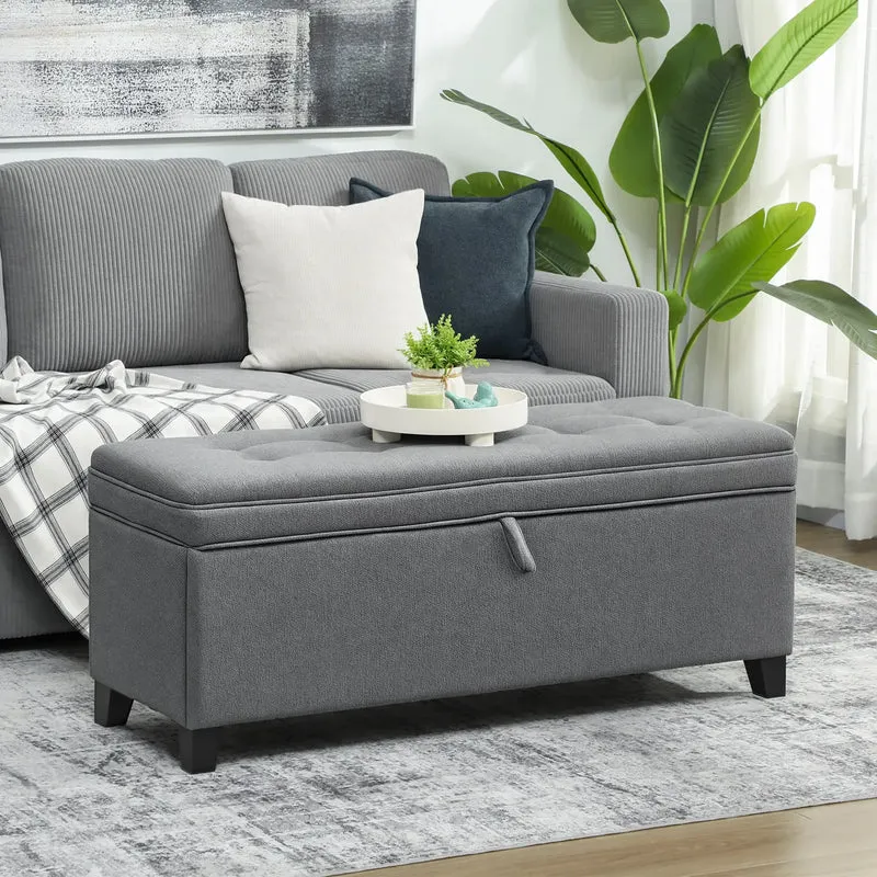Storage Ottoman Bench, Foot Rest, 47 Inches, Dark Grey