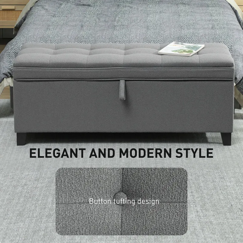 Storage Ottoman Bench, Foot Rest, 47 Inches, Dark Grey