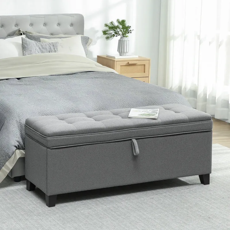 Storage Ottoman Bench, Foot Rest, 47 Inches, Dark Grey