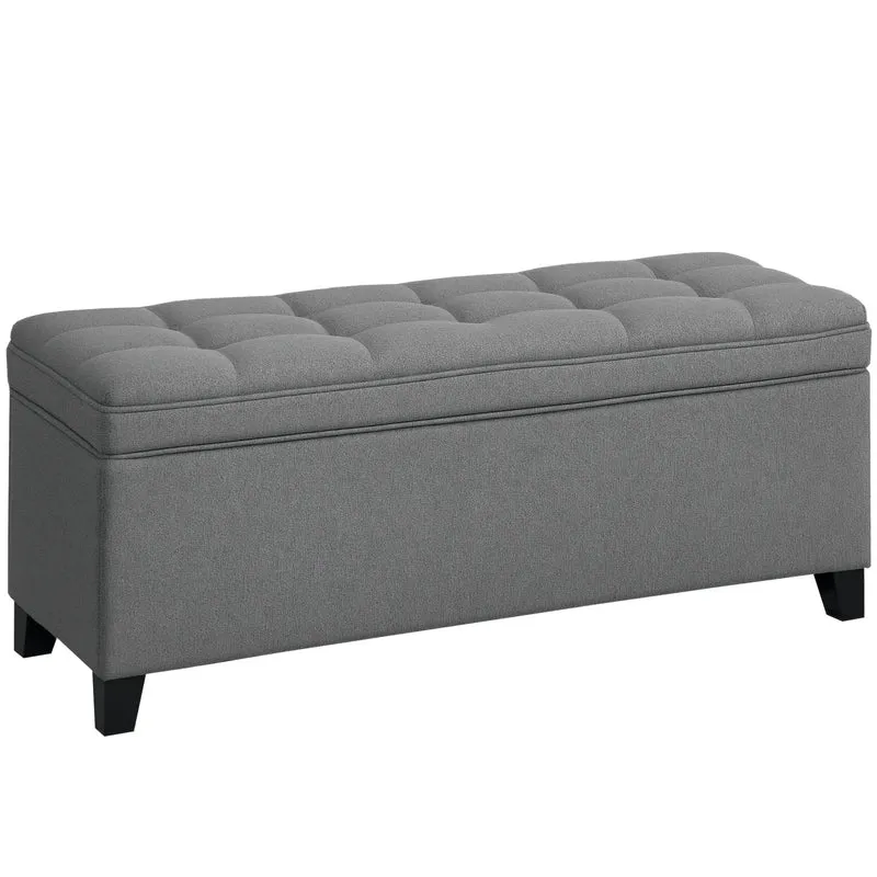 Storage Ottoman Bench, Foot Rest, 47 Inches, Dark Grey