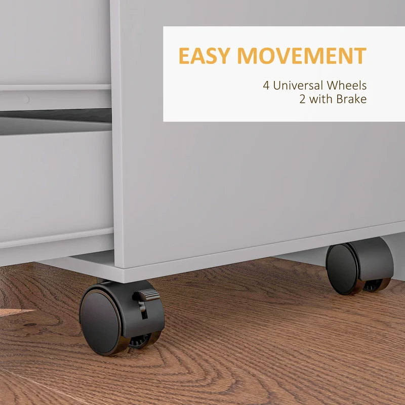 Mobile 5-Drawer Filing Cabinet, Door, Adjustable Shelf, Rolling