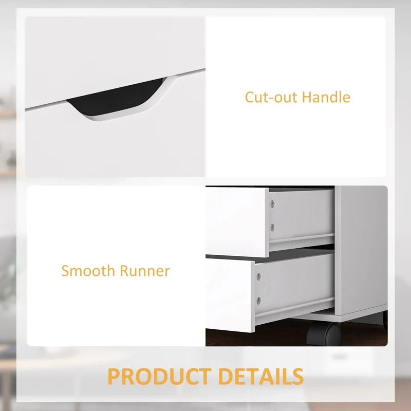 Mobile 5-Drawer Filing Cabinet, Door, Adjustable Shelf, Rolling