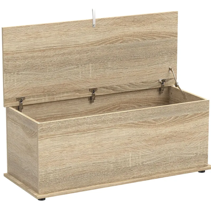 39.5" Storage Chest, Flip-Top Lid, Entryway Bench, Oak