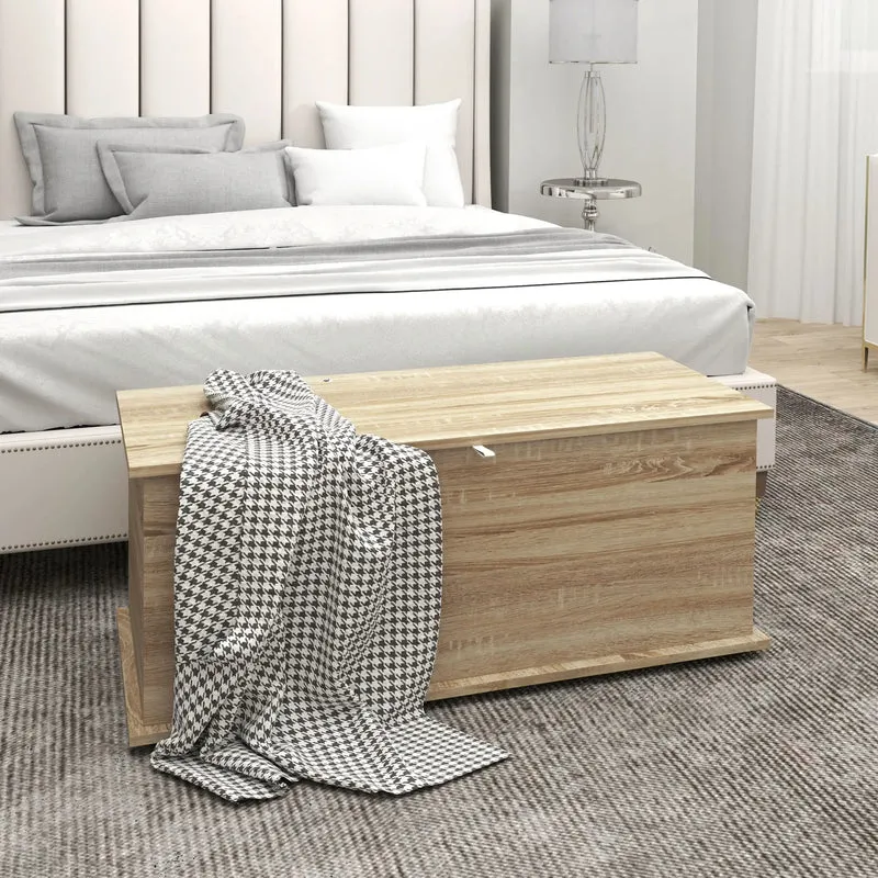 39.5" Storage Chest, Flip-Top Lid, Entryway Bench, Oak