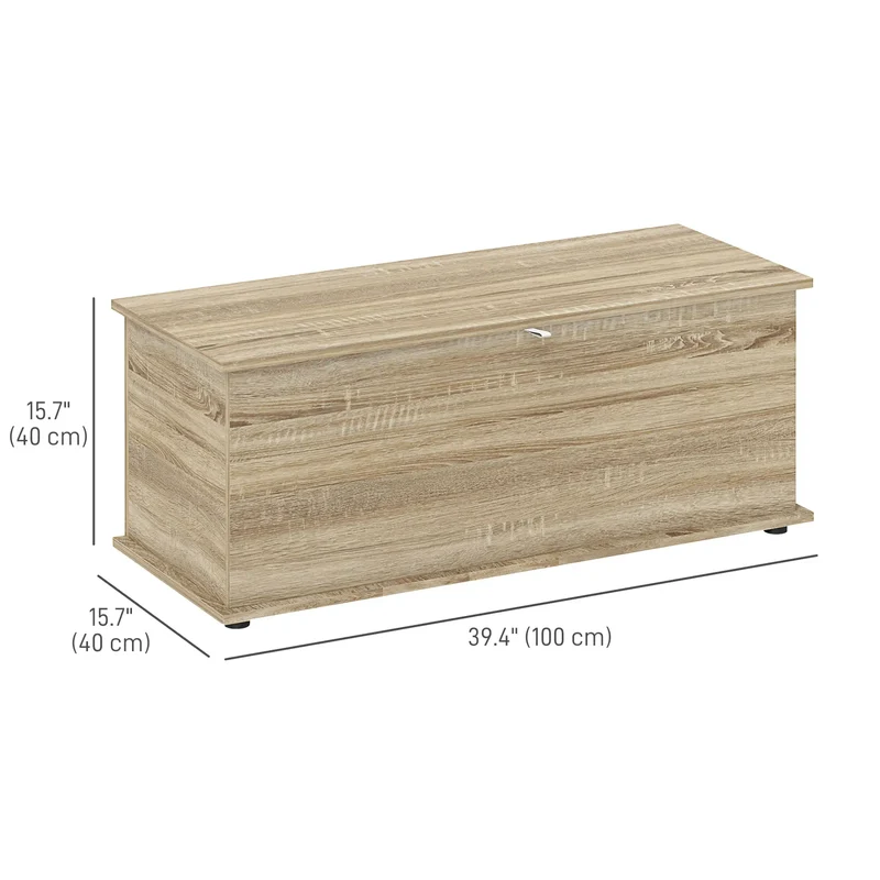 39.5" Storage Chest, Flip-Top Lid, Entryway Bench, Oak