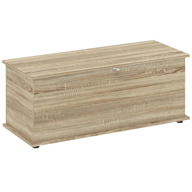 39.5" Storage Chest, Flip-Top Lid, Entryway Bench, Oak