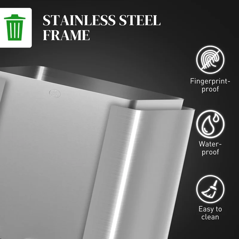 Dual Garbage Bin, Soft Close Trash Can, 2 x 15 Liter, Silver
