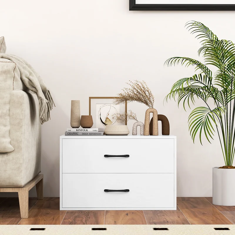 2-Drawer Stackable Horizontal Storage Cabinet, White