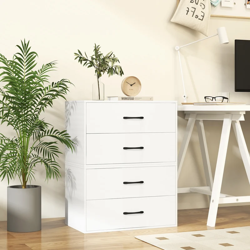 2-Drawer Stackable Horizontal Storage Cabinet, White