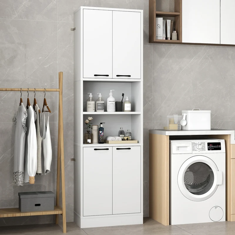 75 Inch Kitchen Pantry Cabinet, With Doors And Shelves, White