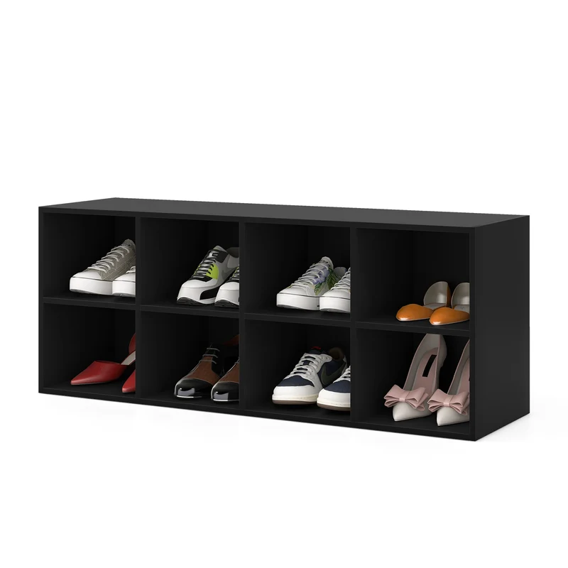 8 Cubbies Shoe Organizer, 500 LBS Weight Capacity, Black