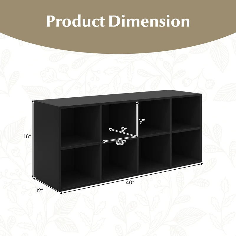 8 Cubbies Shoe Organizer, 500 LBS Weight Capacity, Black