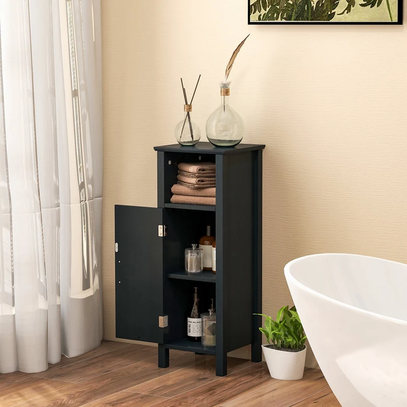 2-Tier Bathroom Storage Cabinet, Black