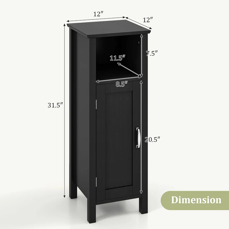 2-Tier Bathroom Storage Cabinet, Black