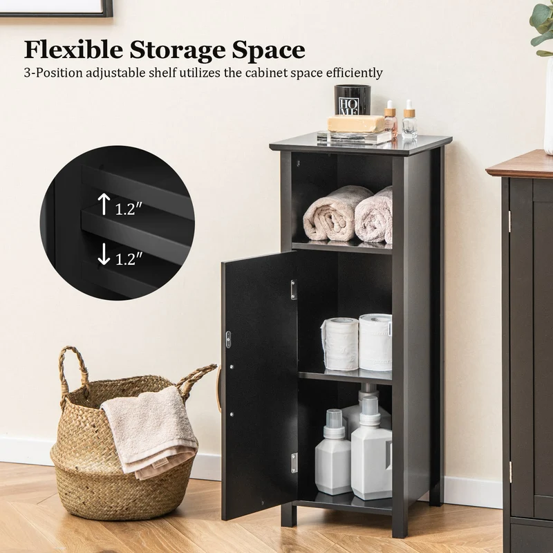 2-Tier Bathroom Storage Cabinet, Black