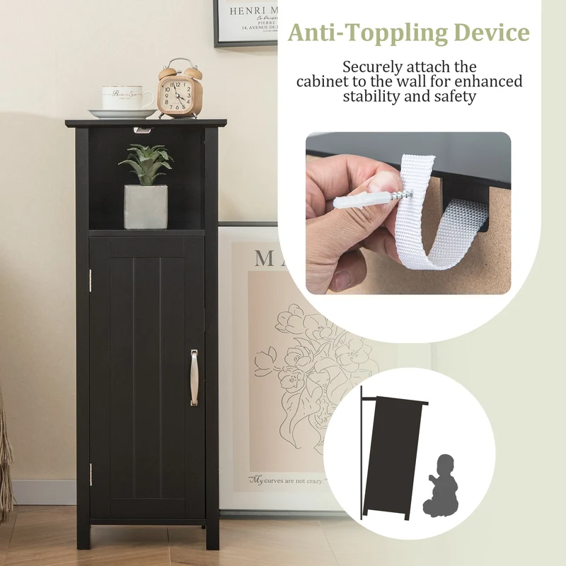 2-Tier Bathroom Storage Cabinet, Black