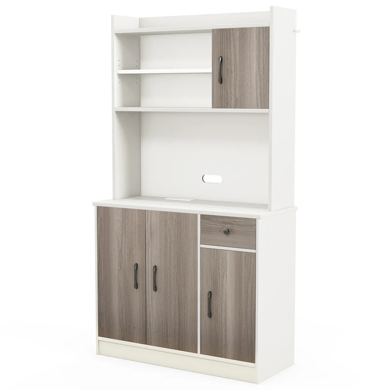 71 Inch Kitchen Pantry Storage Cabinet, Built-In Charge Station, White