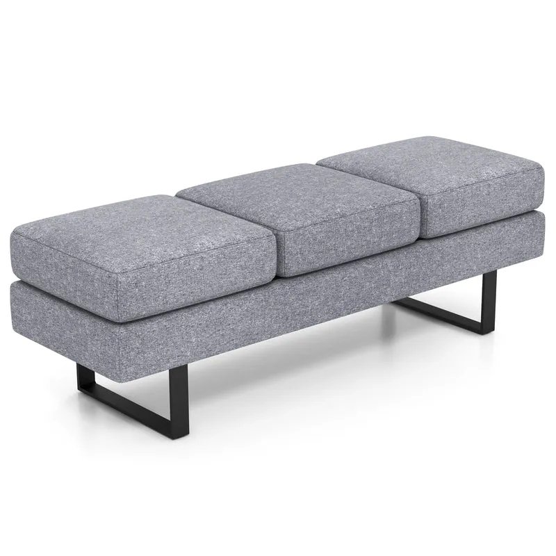 Waiting Room Bench, Metal Frame Leg, Gray
