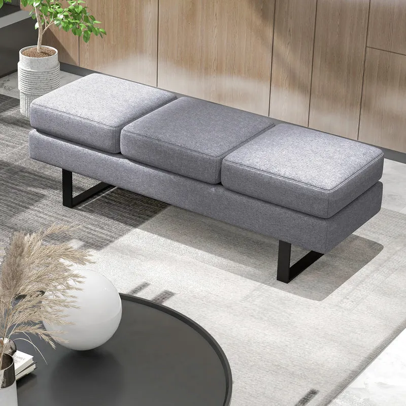 Waiting Room Bench, Metal Frame Leg, Gray