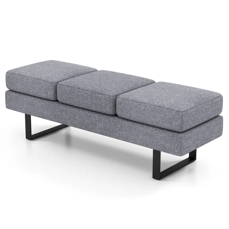 Waiting Room Bench, Metal Frame Leg, Gray