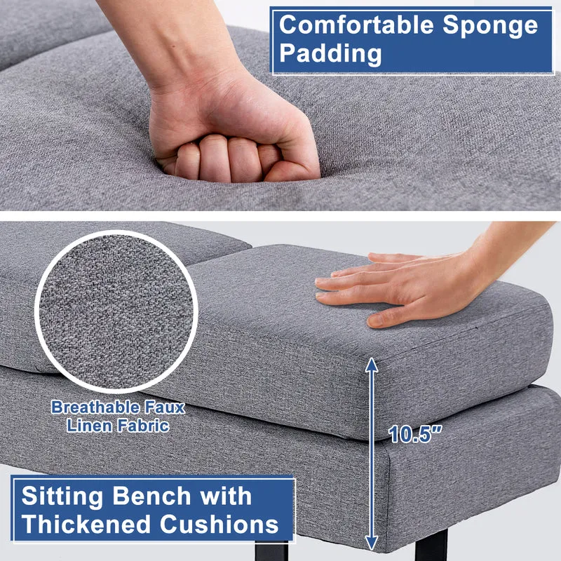 Waiting Room Bench, Metal Frame Leg, Gray