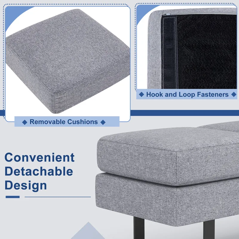 Waiting Room Bench, Metal Frame Leg, Gray
