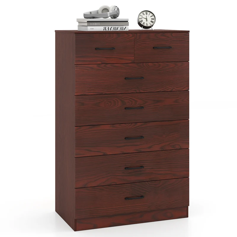 Wooden Chest Of Drawers, Anti-Toppling Device, Metal Handles, Espresso