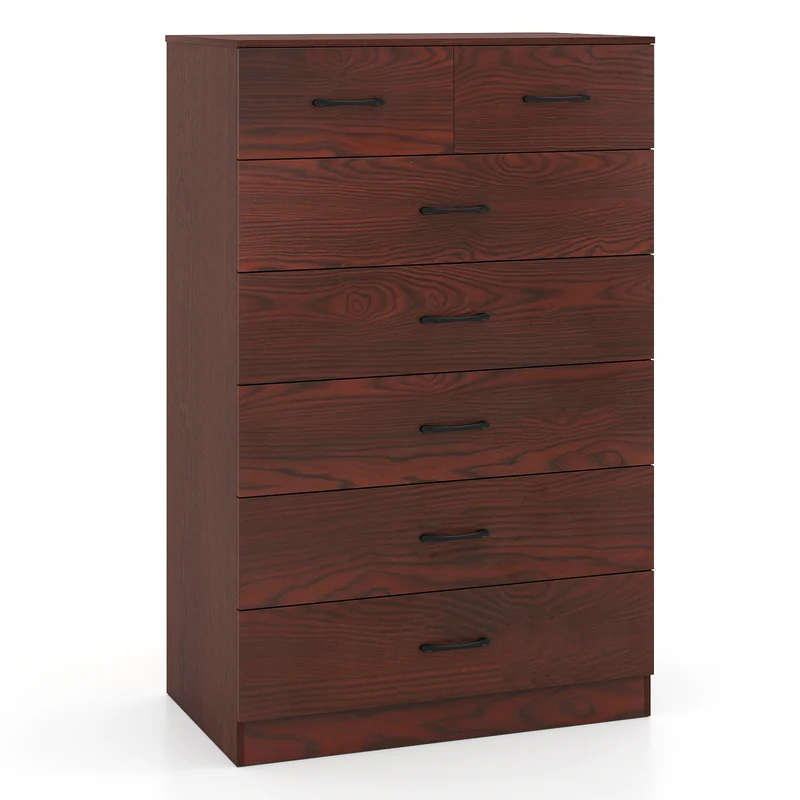 Wooden Chest Of Drawers, Anti-Toppling Device, Metal Handles, Espresso