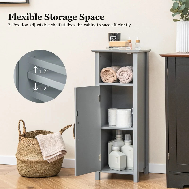 2-Tier Bathroom Storage Cabinet, Gray