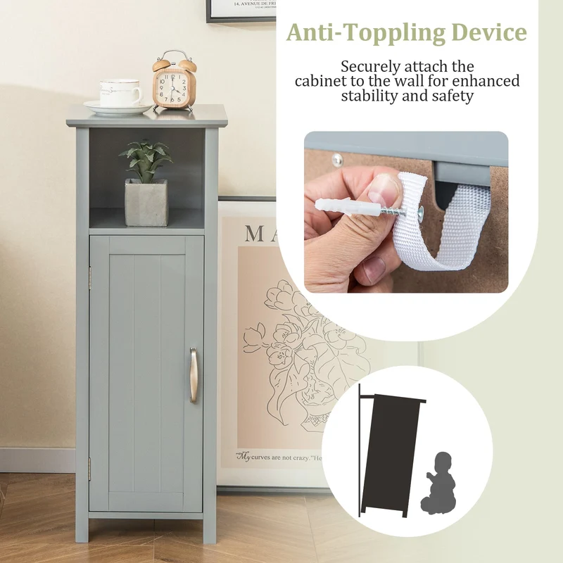 2-Tier Bathroom Storage Cabinet, Gray