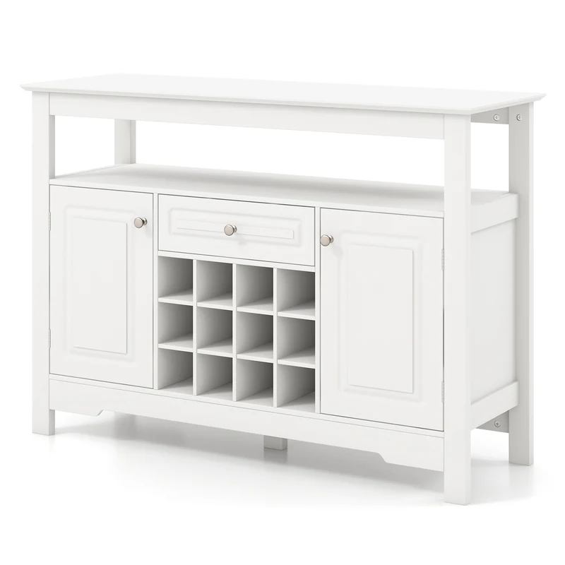 Buffet Sideboard Cabinet With Removable Wine Rack, White