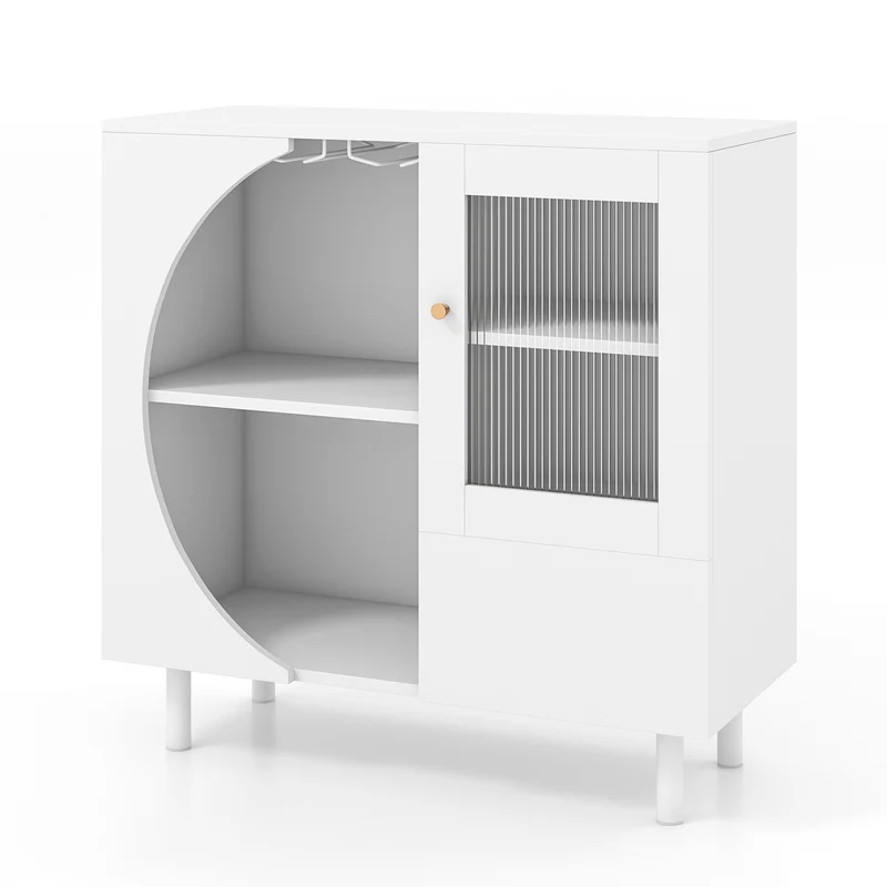 Kitchen Sideboard With Glasses Holder, White