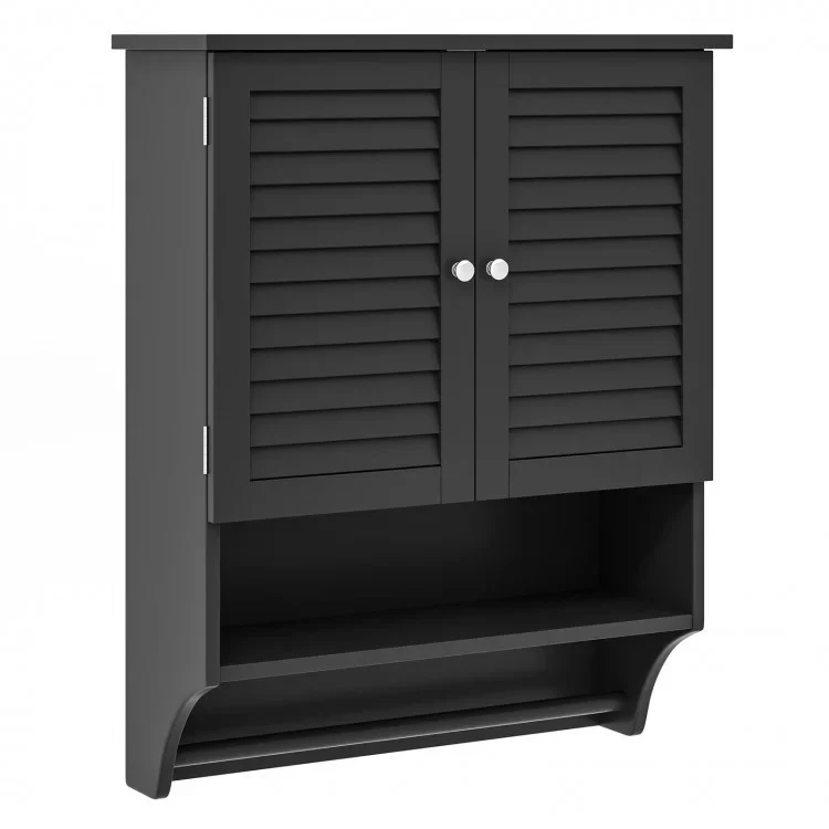2-Doors Wall-Mounted Medicine Cabinet, Black