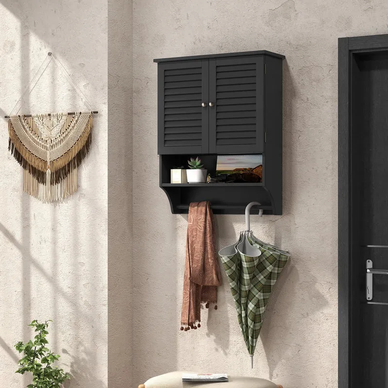 2-Doors Wall-Mounted Medicine Cabinet, Black