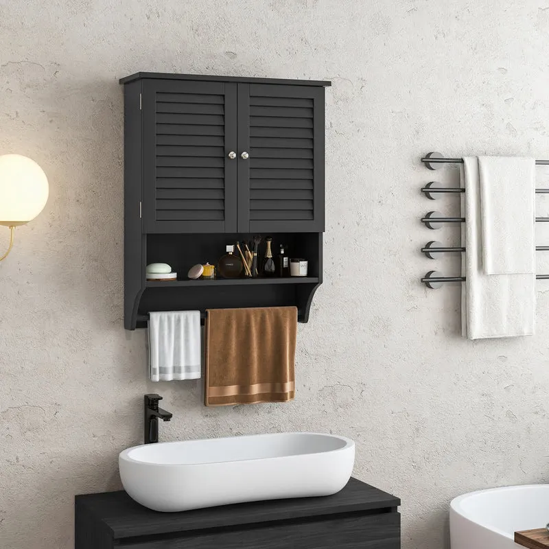 2-Doors Wall-Mounted Medicine Cabinet, Black