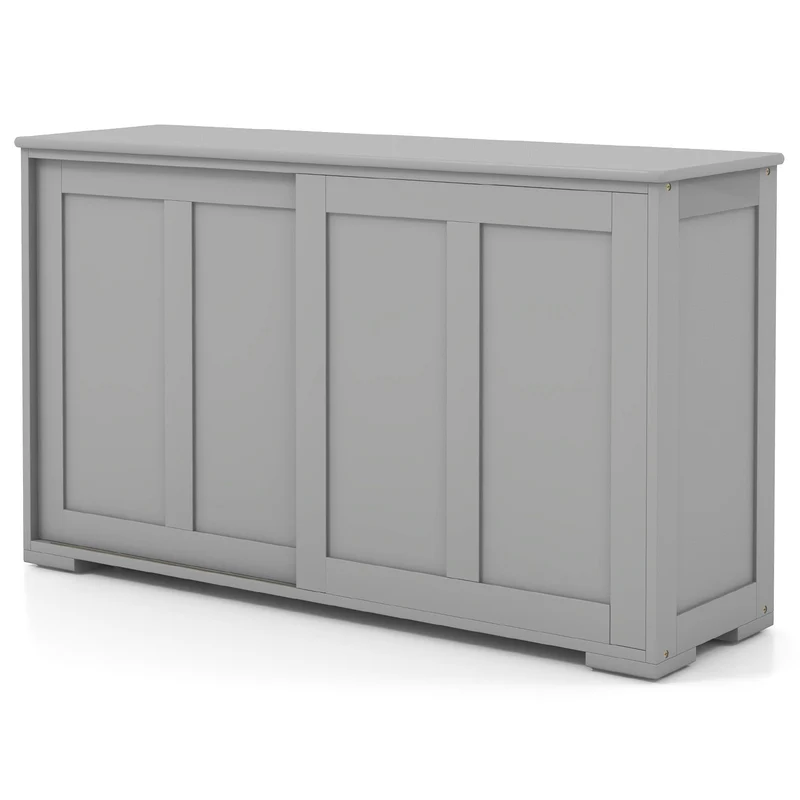 Antique Stackable Kitchen Storage Sideboard, Adjustable Shelf, Gray
