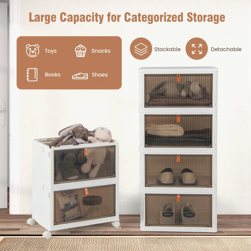 6-Tier Stackable Plastic Storage Bins, White