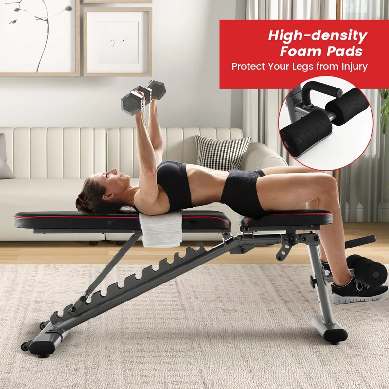 660 LBS Strength Training Bench, 10 Back 3 Seat, Full Body Workout, Black